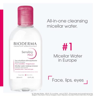 Bioderma Sensibio H2O Daily Soothing Cleanser, Make up Pollution & Impurities Remover Face Eyes Sensitive skin, 250ml
