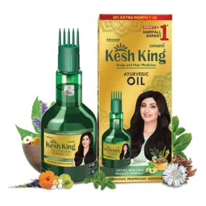 Kesh King Ayurvedic Anti Hairfall Hair Oil | Hair Growth Oil| Reduces Hairfall |21 Natural Ingredients | Grows New Hair With Bhringraja, Amla And Brahmi – 300 Ml